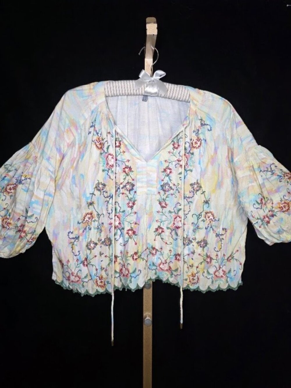 Bl^nk London Embroidered Puff Sleeve Blouse OS